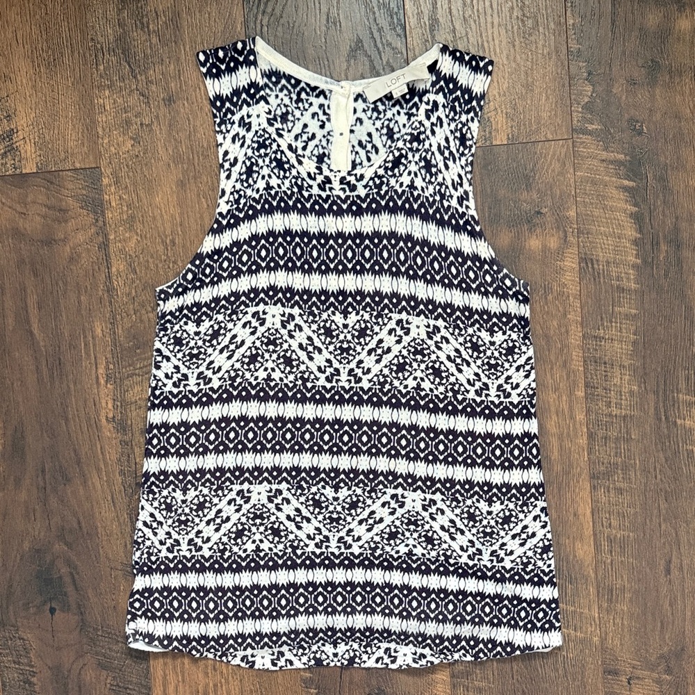 LOFT Black and White Geometric Sweater Tank